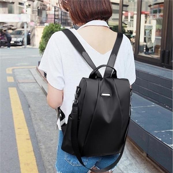 Mochila Oxford Casual para Mujer Negra Impermeable de Nailon Bolsas Escolares para Adolescentes de Alta Calidad Moda Bolso de Viaje Mochila