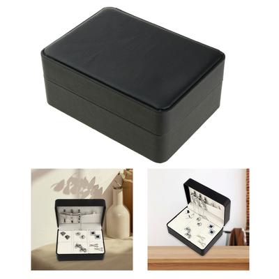 Black PU Cufflink Storage Box for Business and Travel Use Brooch Lapel Pin Display Case Scratch Resistant Jewelry Holder