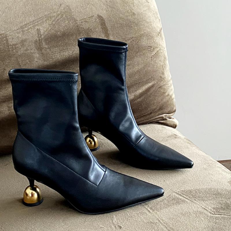 Elegant High Heels Women's Ankle Boots Designer Pointed Toe Heeled Shoes 2025 Fashion Winter Boots New Pumps Chelsea Mujer Botas