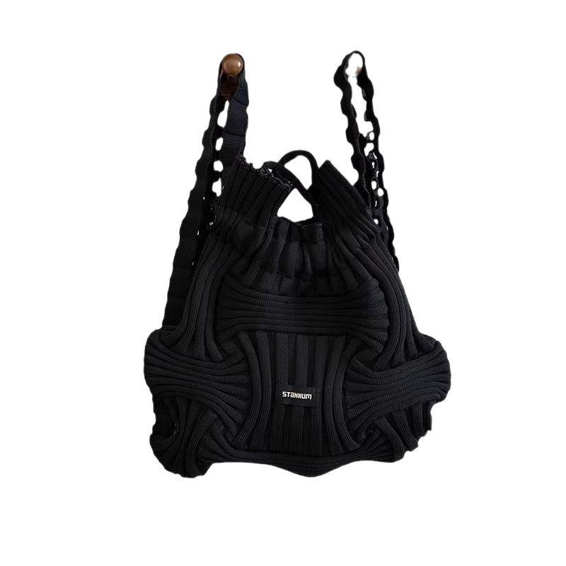 Multifunctional Pleated Elastic Knit Backpack