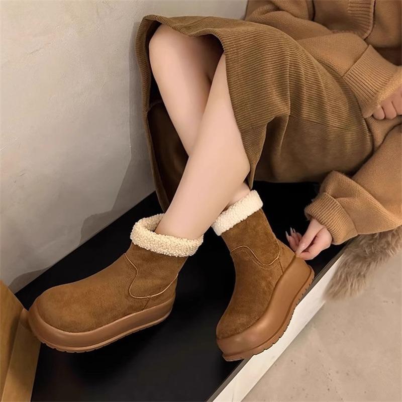 Small thickened cotton shoes platform snow boots women's new winter velvet warm zipper short boots