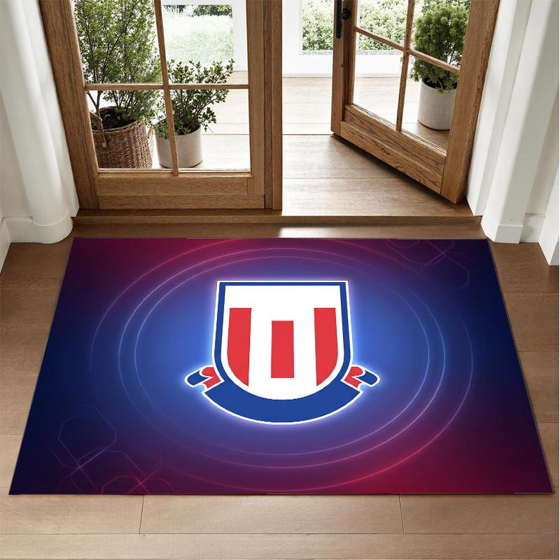 Stoke City Football Design Crystal Velvet Rug Soft Decorative Mat for Bedroom Entrance