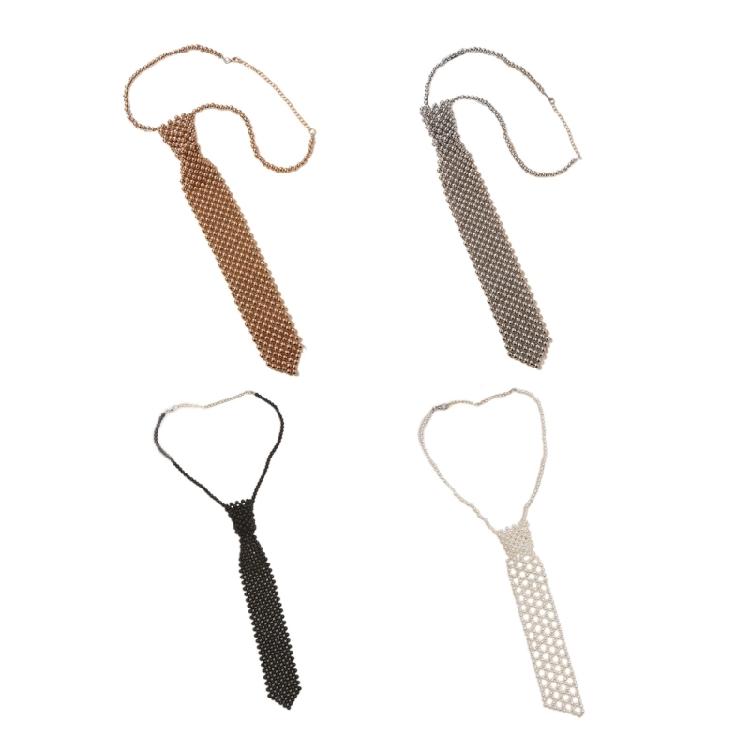 Elegant Pearl Necktie Unique Pearl Necklace for Girl and Women Social Gatherings