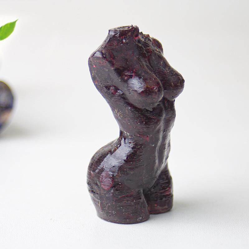 Resin Art Sculpture Of Female Figure With Natural Water Crystals For Desk Display