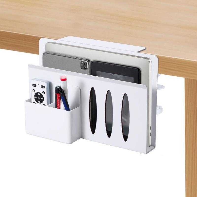 Multi-Functional No-Drill Vertical Laptop Cooling and Storage Rack for Desks