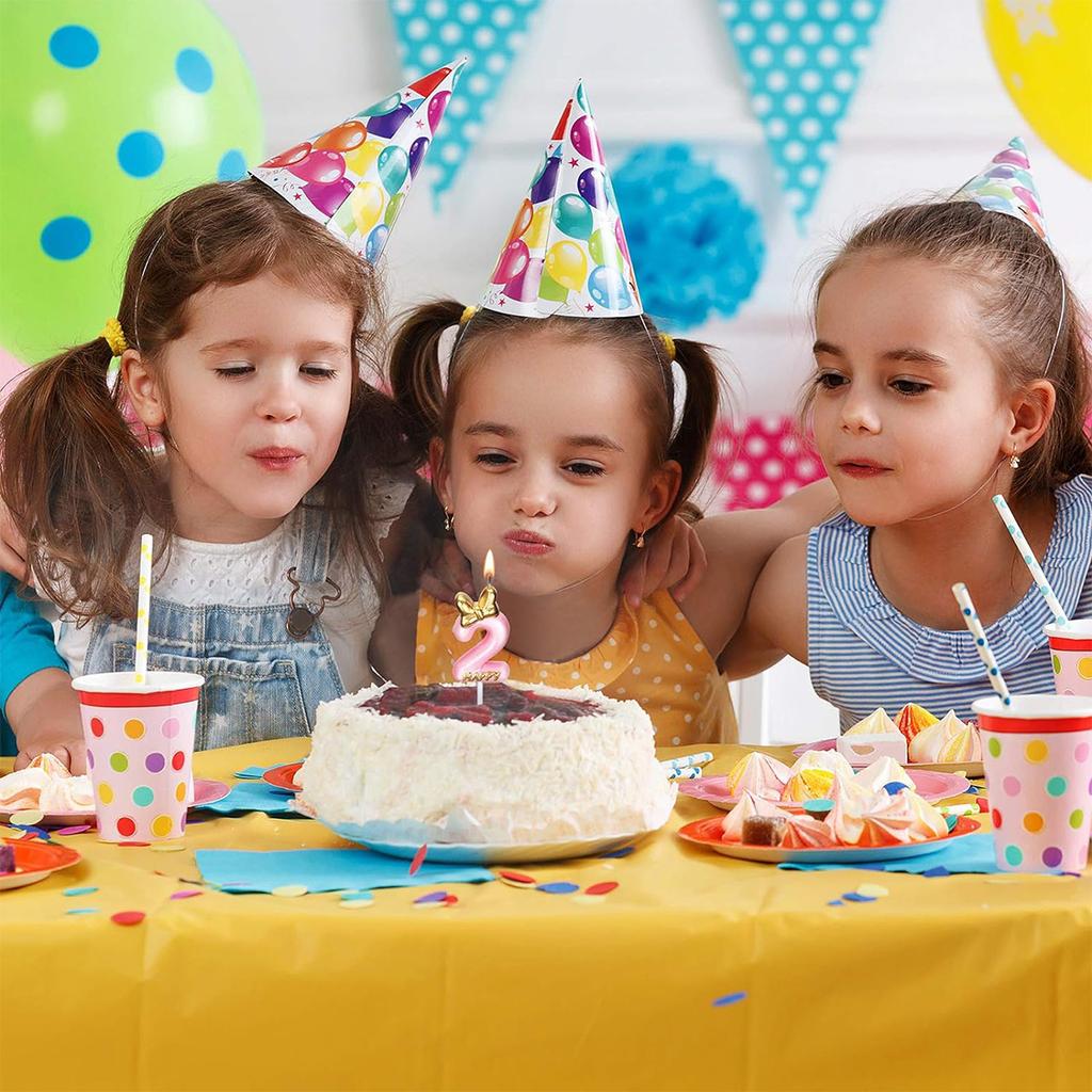 Candle Pink Birthday Candle Girl Happy Birthday Cake Topper Baking Celebration Reunions Anniversary Party Supplies (Number 2)