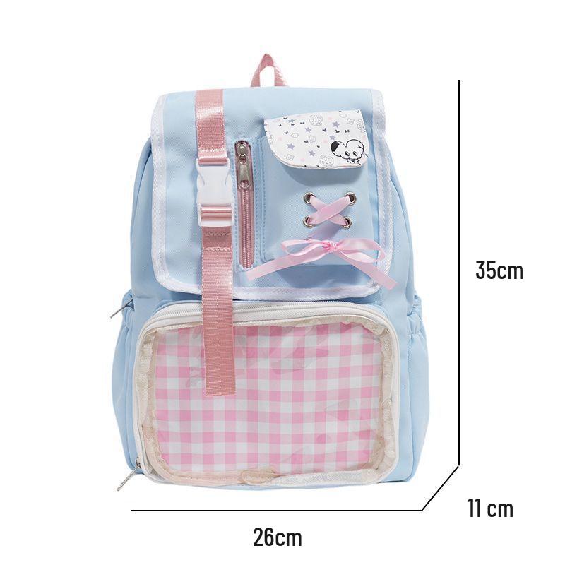 

Аниме Ита-Сумка Большой Вместимости - Рюкзак в Японском Стиле с Кнопками-Значками для Студентов и Девушек синий