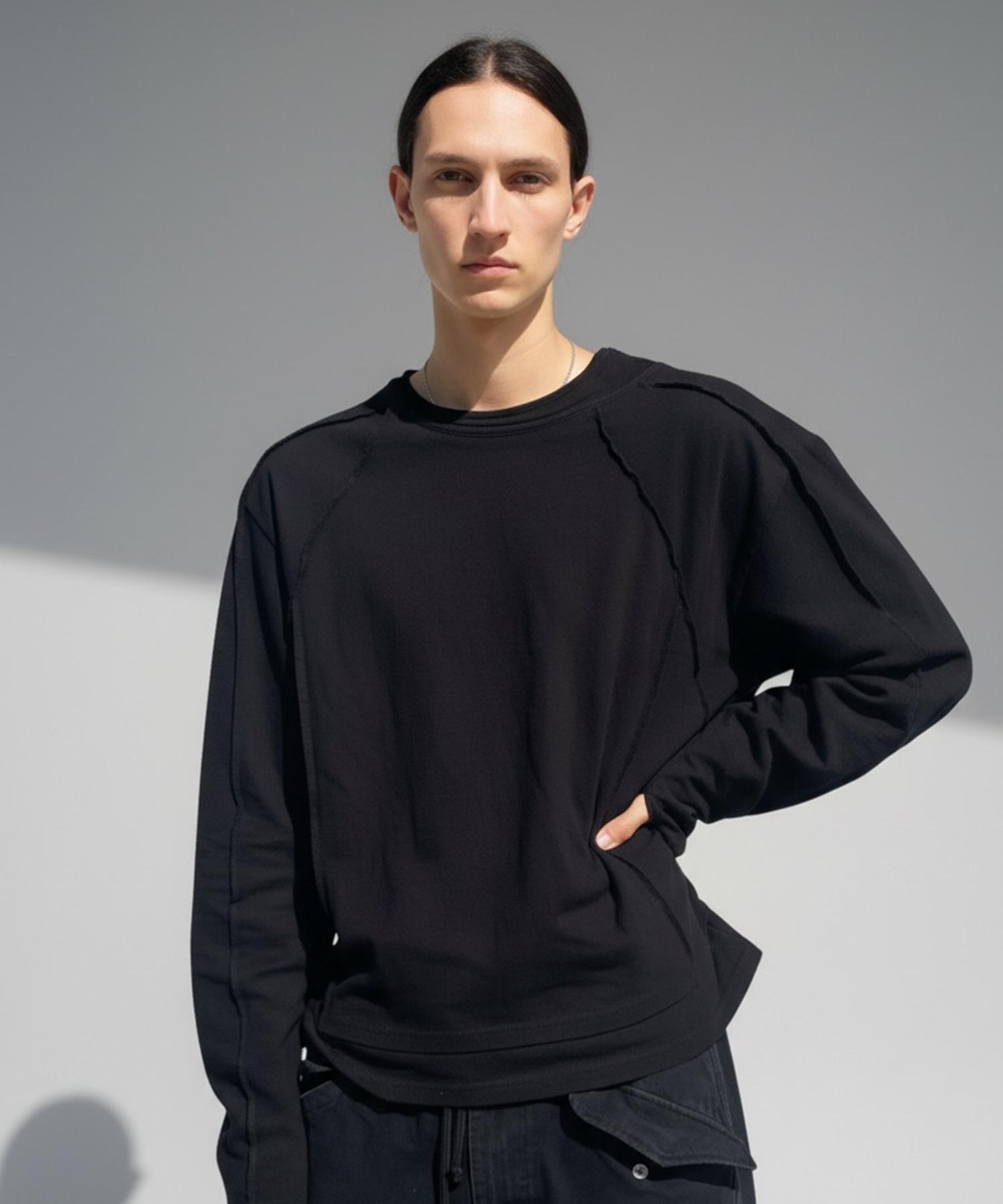 And End Asymmetrical Neckline Cutout Layered T-Shirt_Black Black/Os