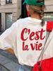 T-shirt Stampata C'est La Vie Unisex Unisex Cotone Morbido Manica Corta Unisex Citazione Francese Casual Oversize Street Top Quotidiani