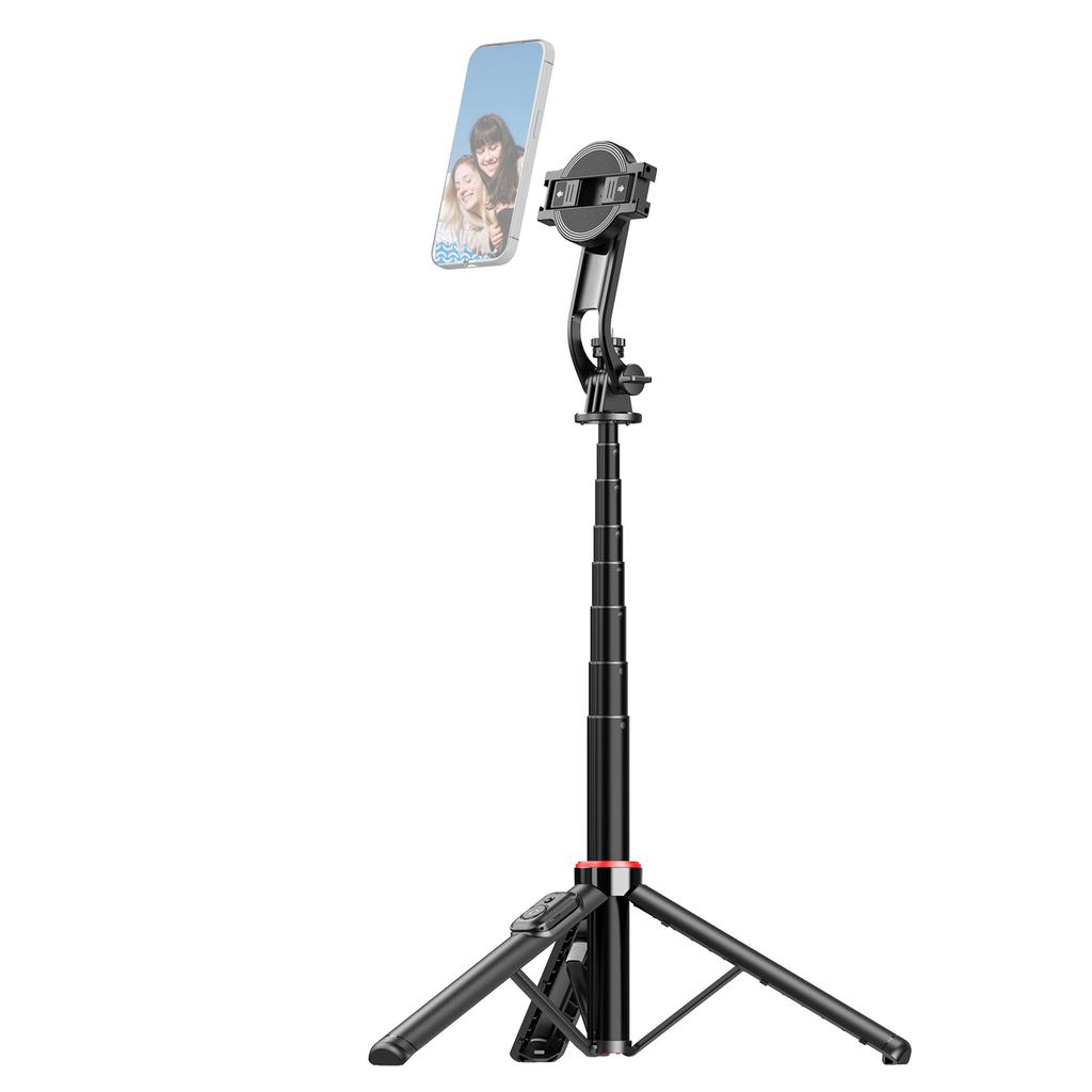 Extendable Selfie Stick Tripod for Phone Max. Length 130cm with Detachable Magnetic Phone Clip Remote Shutter 1 4 Inch