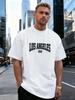 Los Angeles 98 Letter Graphic 100% Cotton Men's T-Shirt, for Daily Casual Wear