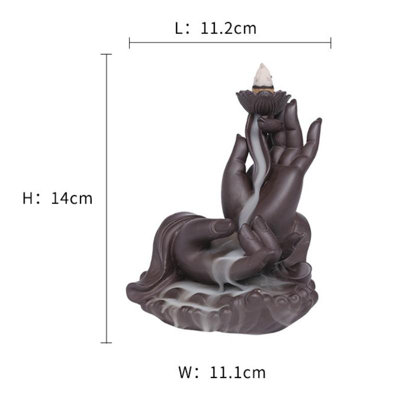

Purple Clay Buddha Hand Backflow Incense Burner Large Size Home Decor Gift for Relaxation Meditation Aromatherapy