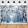 B03B-210X150cm Winter Snow Background Cloth Snowflake Christmas Tree Glitter White Forest Party Photography Backdrops