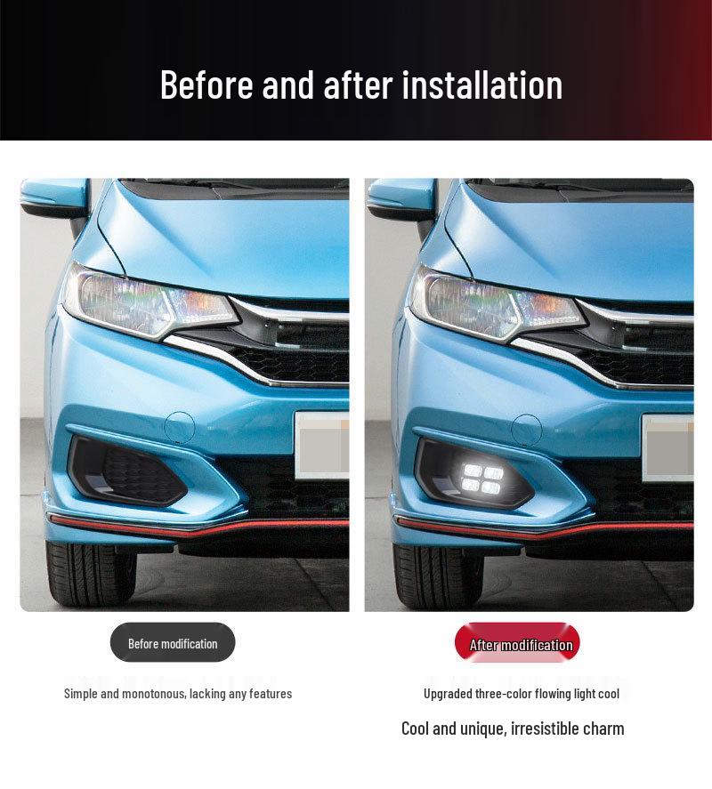 LED Fog Light Bezels for 18-20 Honda Fit GK5 - Daytime Running & Decorative Lights