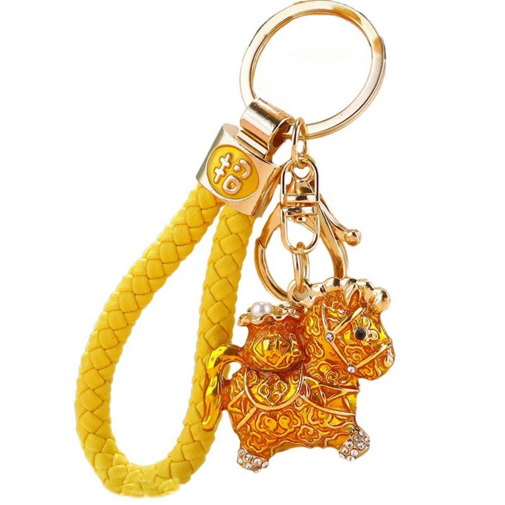 Zircon Zodiac Horse Pendant Exquisite New Year Pendant Sweet Horse Year Keychain  Car Key Ring
