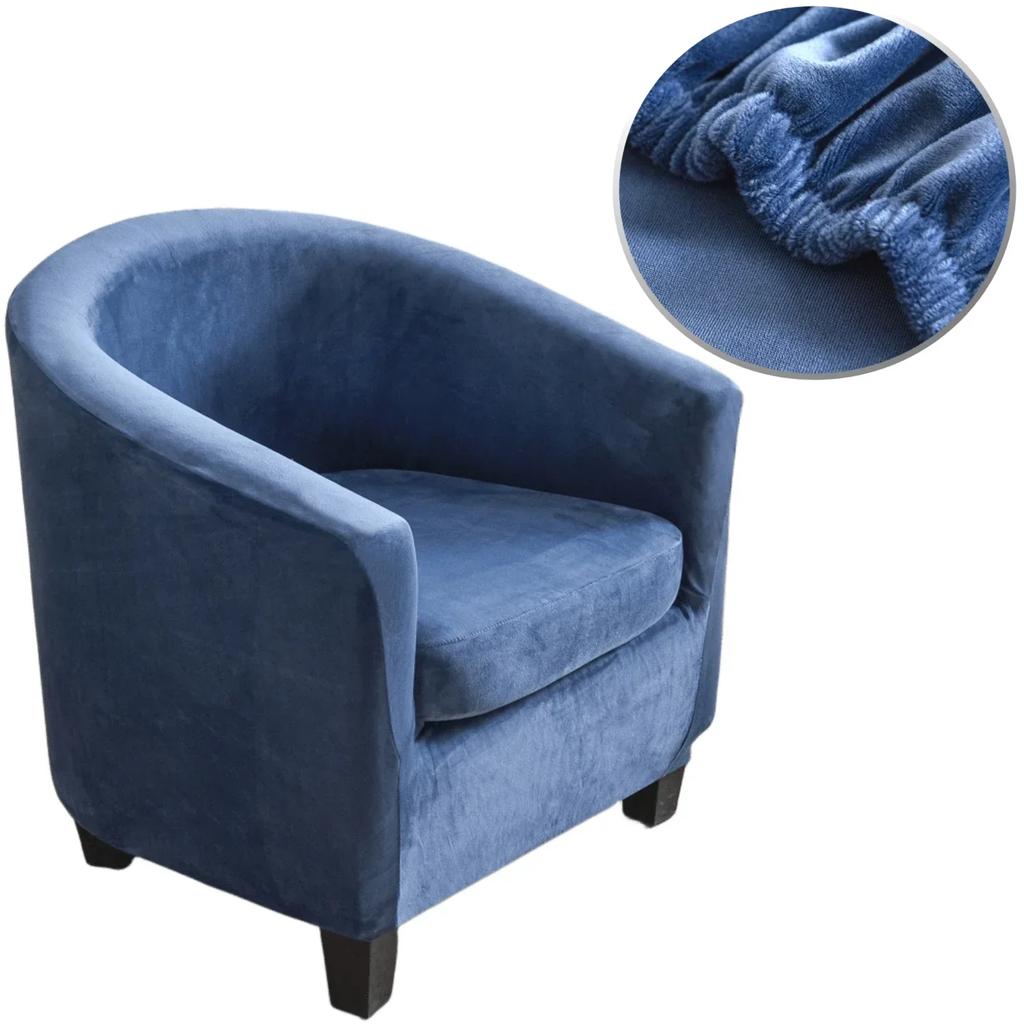 Plush Velvet Tub Chair Covers Club Chair Slipcover Cushion Cover 2-Piece Stretch Soft Washable Armchair Sofa Furniture Protector