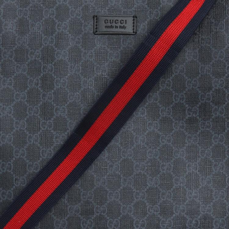 Gucci Large Vertical Logo Stripe Web Shoulder Strap Canvas And Leather Tote Bag Men Tote Black Gray 495559-K5IAN-1095