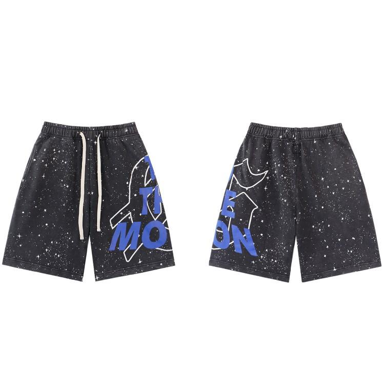 Retro American Tide Hip Hop Washed Terry Shorts