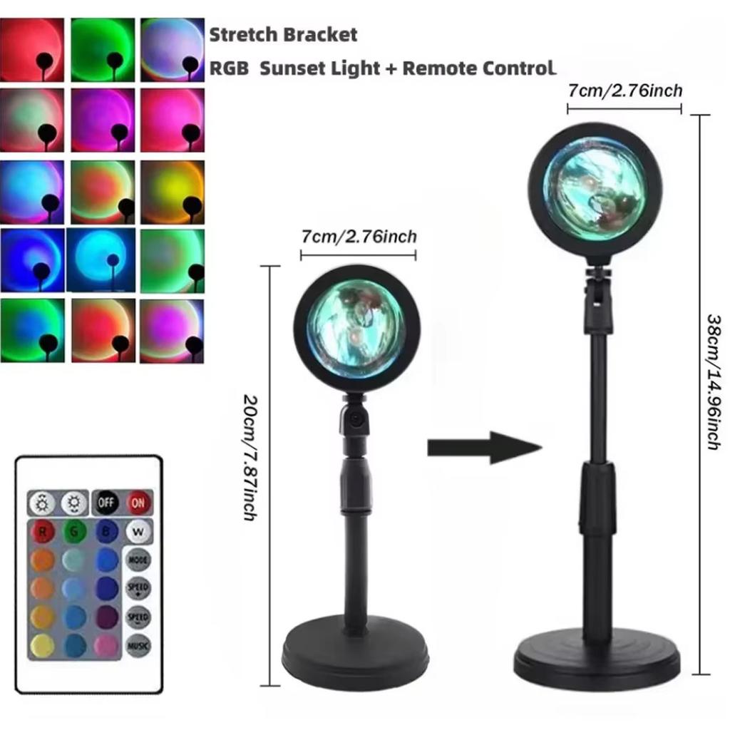 RGB Sunset Lamp,Photography Ambient Light,Night,Dimmable LED Mood Lighting,Color Changing Decorative Bulb,Living Room Bedroom