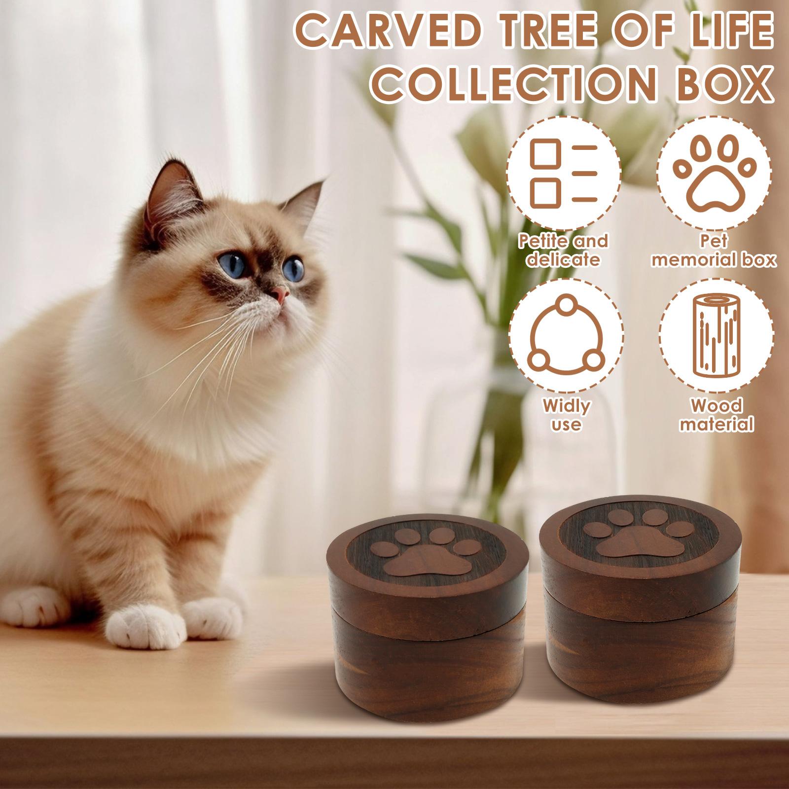 

2Pcs Wood Mini Urn Emotional Support Small Urn with Tree of Life Pattern for Pet Ashes Keepsake Box Warm Memorial for Pet