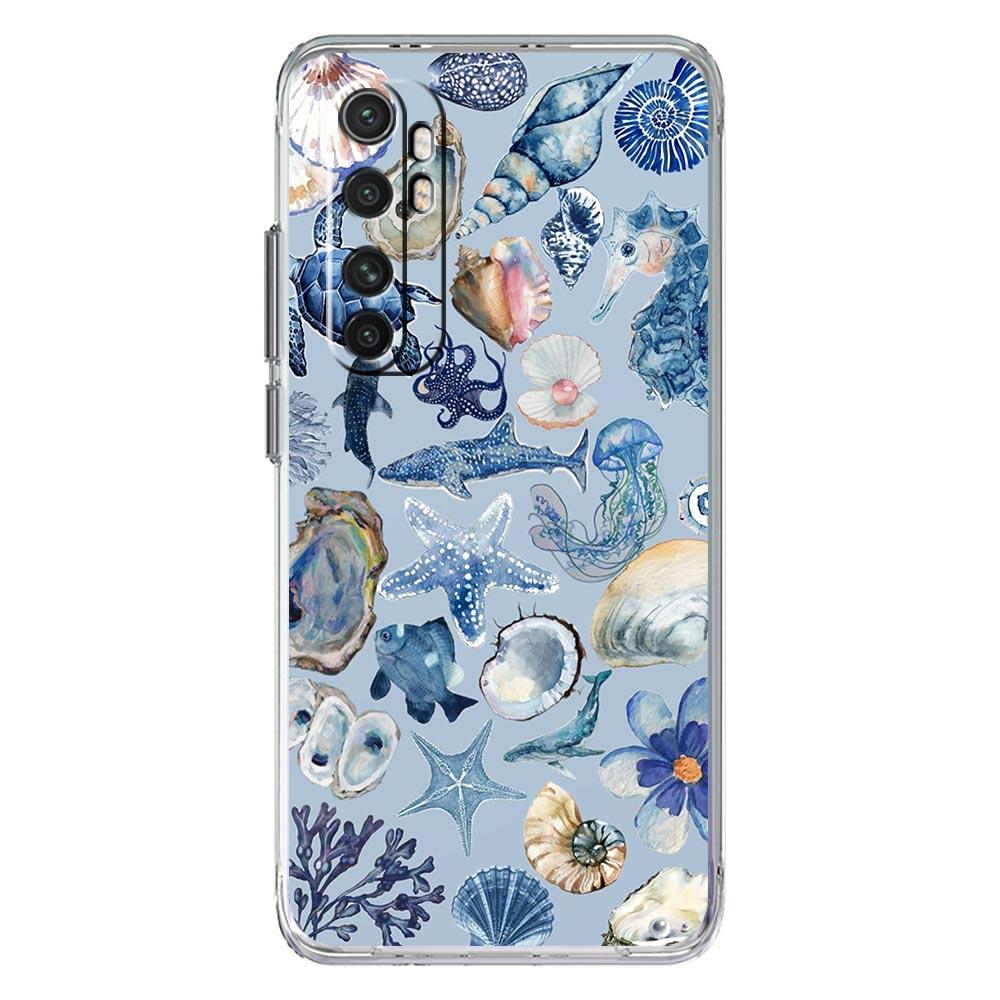 Phone Case For Xiaomi Mi Poco X7 X6 X5 NFC X3 F7 Ultra F6 Pro F3 15 14T 14 13T 11 12 13 Lite Clear TPU Cover Blue Ocean Animals