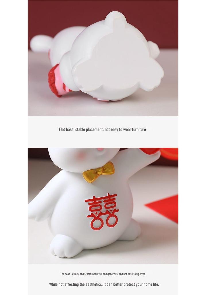 Creative Rabbit Figurine: Festive Newlywed Gift & Decoration for Couples
