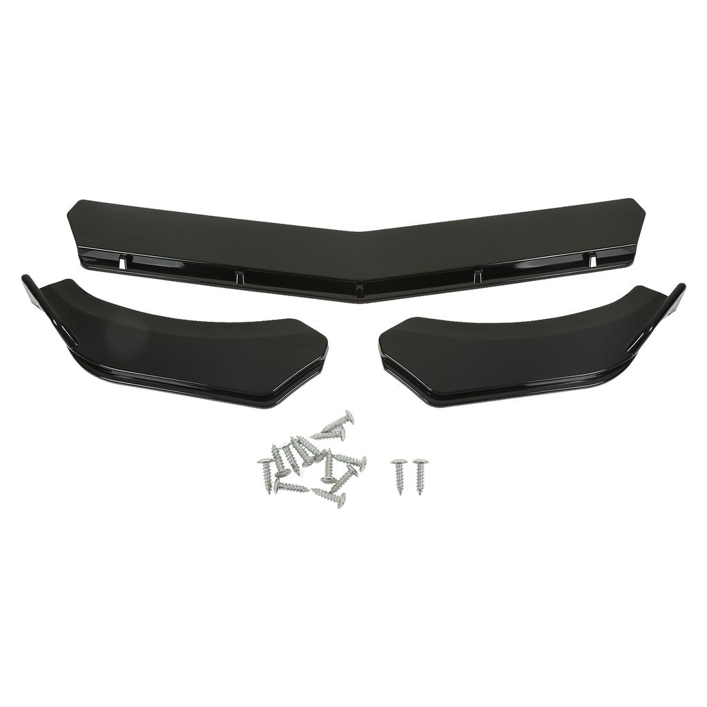 3PCS Front Bumper Lip Chin Spoiler Black Flexible Adjustment Universal Scratch Resistant for Car