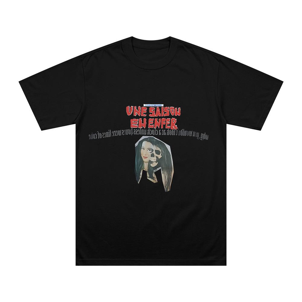 

Skull Head Graphic Print T Shirts Kpop Hyunjin Vintage Hip Hop T-shirts Trendy Creative Design Clothes Unisex Cotton Casual Tops XS чёрный