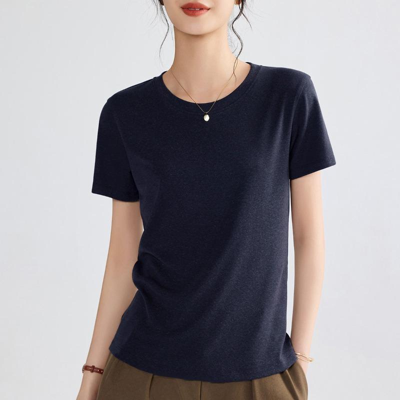 Lyocell Linen T-shirt Women's Summer Short-sleeved Thin Bottoming Shirt Loose Top Clothes
