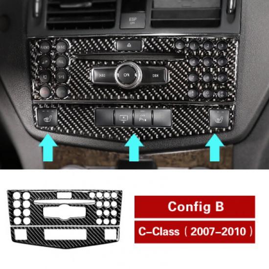 

Наклейки для салона автомобиля из углеродного волокна, наклейки для кондиционера, CD, панель управления, наклейки для Mercedes C Class W204 Config b