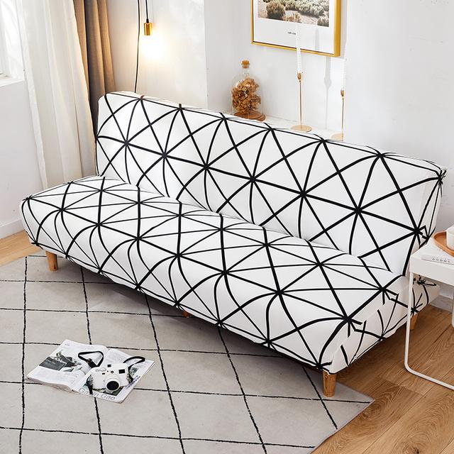 Folding Sofa Furniture Bed Cover Sofa Protective Covers Spandex Stretch Elastic Material Double Chair Cover Slipcovers Living Space Geometric Print
