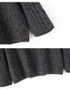 Women's Retro Cable Knit Cashmere Sweater – Round Neck, Rolled Hem, Thick, Loose, and Cozy for Autumn and Winter.