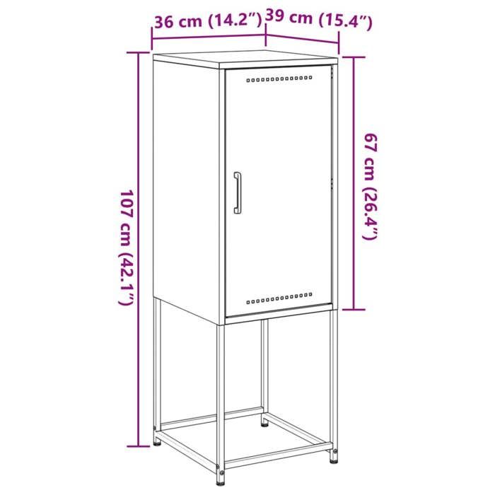 VidaXL Buffet haut rose 36x39x107 cm acier, buffet, placard, armoire latérale, armoire, armoire de rangement, armoire haute, 846531