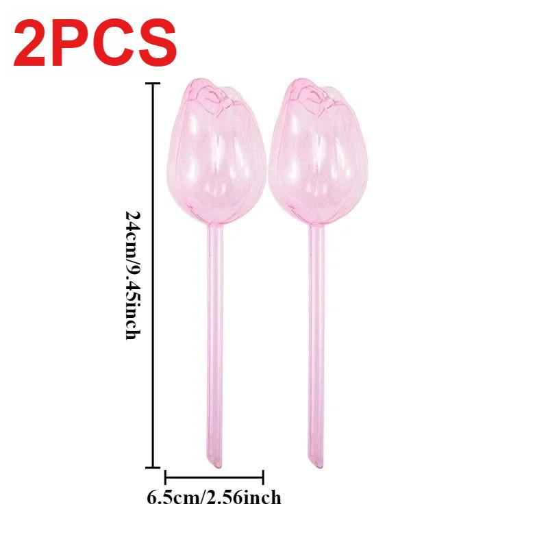 Automatic Plant Watering Bulbs Self Watering Pink Tulip Design Water Feeder Globes for Indoor Outdoor Plants Drip Irrigation