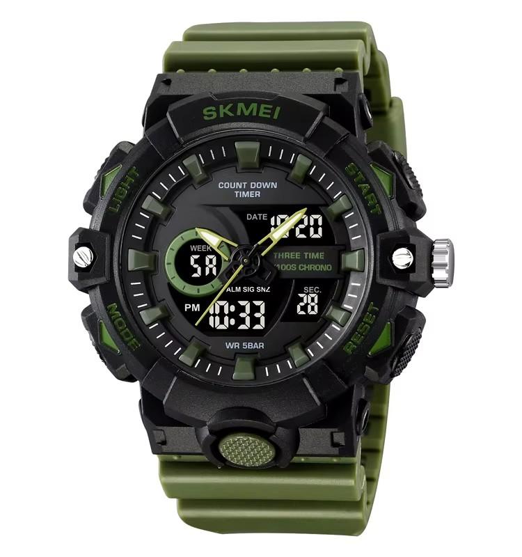 Skmei 2225 Sport Alarm Watch Men Dual Display Waterproof LED Display Electronic Quartz Digital Wristwatch Man Clock Reloj Hombre