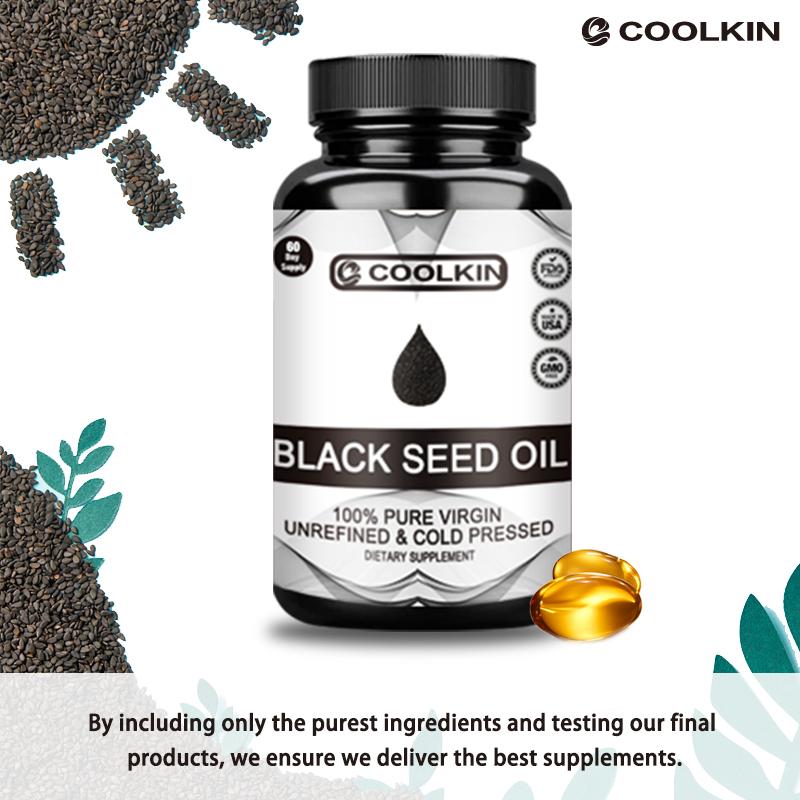Coolkin Extracto de Aceite de Semilla de Comino Negro, Puro Virgen Prensado en Frío, Potencia la Inmunidad y Promueve la Digestión