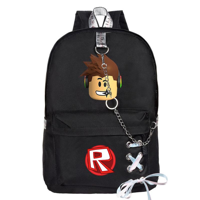 Mochila Roblox em Tecido Oxford Estampado Com Design Único de Corrente Para Estudantes