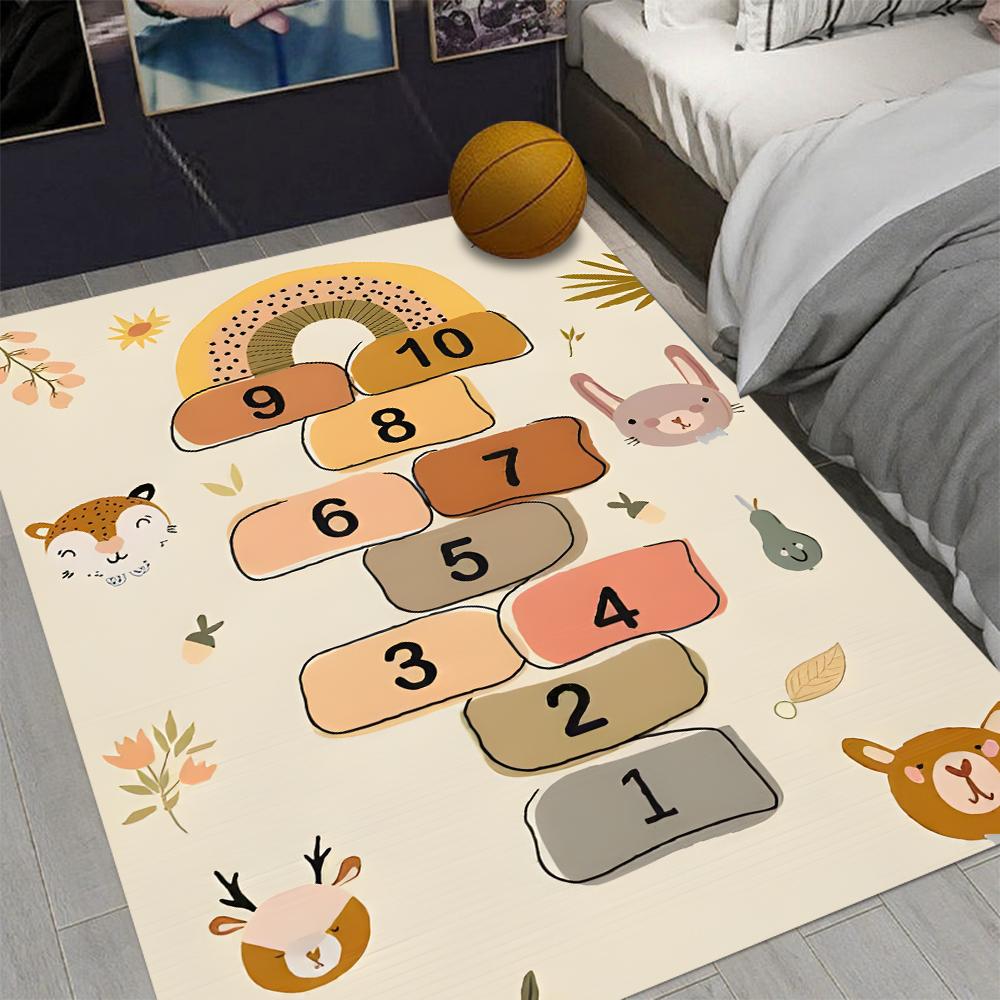 Hopscotch Printing Carpet Bedroom Living Room Balcony Bathroom Kitchen Door Mat Mechanical Washable Home Decoration Non-Slip Rug