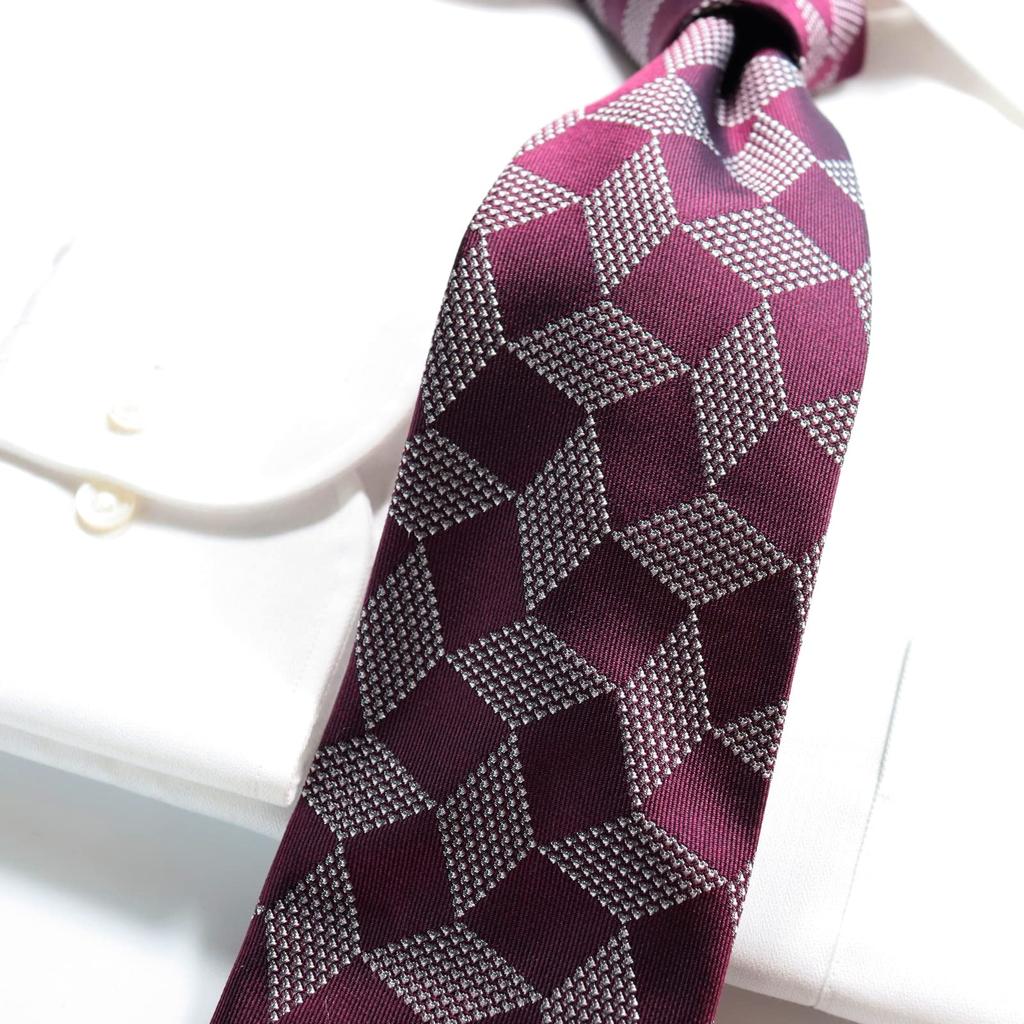 [Michiko London] Italian Fabric, Made In Japan. KOSHINO Brand Necktie, Small Pattern, 100% Silk. Perfect As a Gift. Unisex. (MKI-015-B Wine)