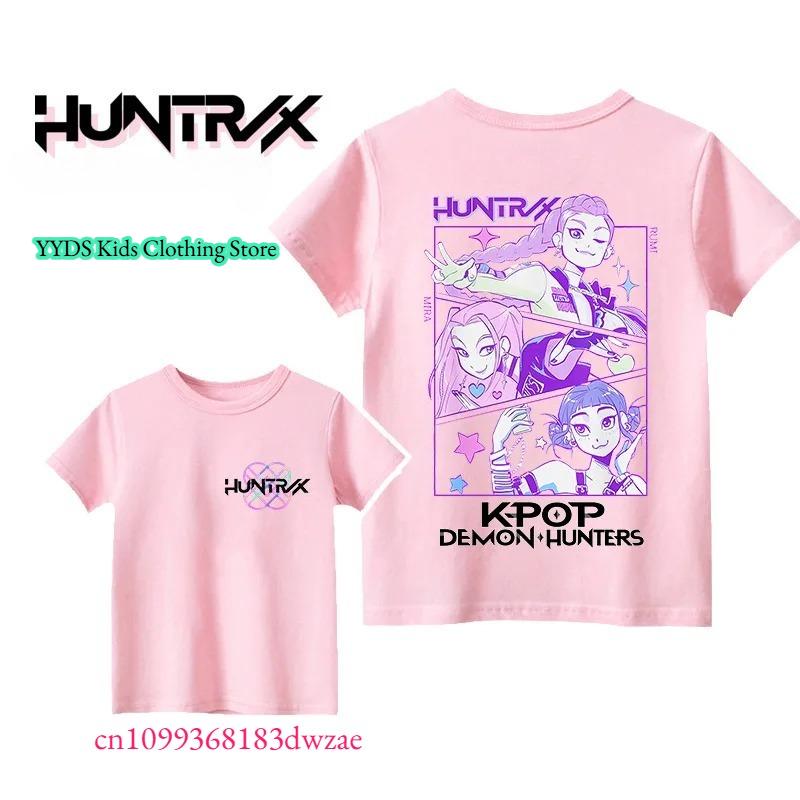 2026 Huntrix Kpop Demon Hunters T-Shirt for Boys Girls Fans Gift Summer O Neck Short Sleeve Tees Fashion Kids T-shirt polyester