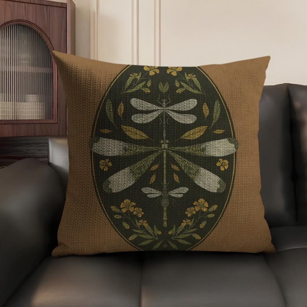 Classic Vintage Vase Cushion Cover Natural Linen Organic Fabric DoubleSided Printing Sofa Home Decor Breathable Environmentally