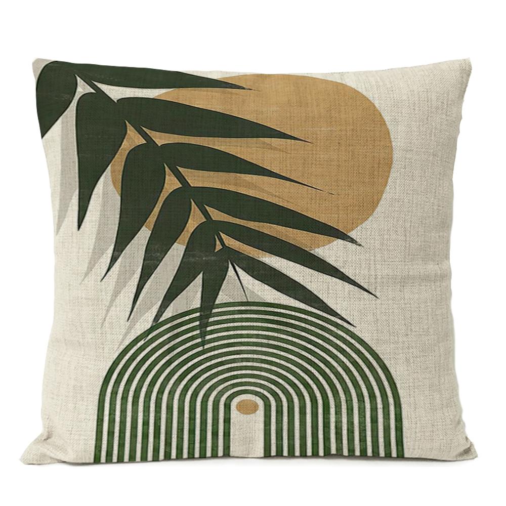 Boho Geometric Leaves Floral Pillow Case Home Decor Moon Sun Flowers Linen Throw Cushion Cover Decoration Sofa Pillowcase