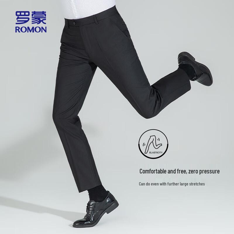 ROMON Men's Business Casual Straight-Leg Suit Pants