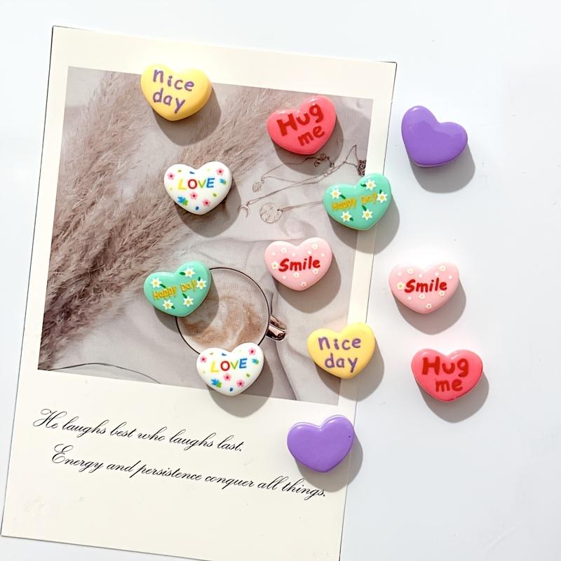 7pcs Heart-Shaped Fridge Magnets Set, Colorful Plastic Letter Magnets with Inspirational Messages, Oval-Shaped