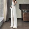 Korean Women's Retro High-Waisted White Summer Drape Pants - Straight Leg and Versatile