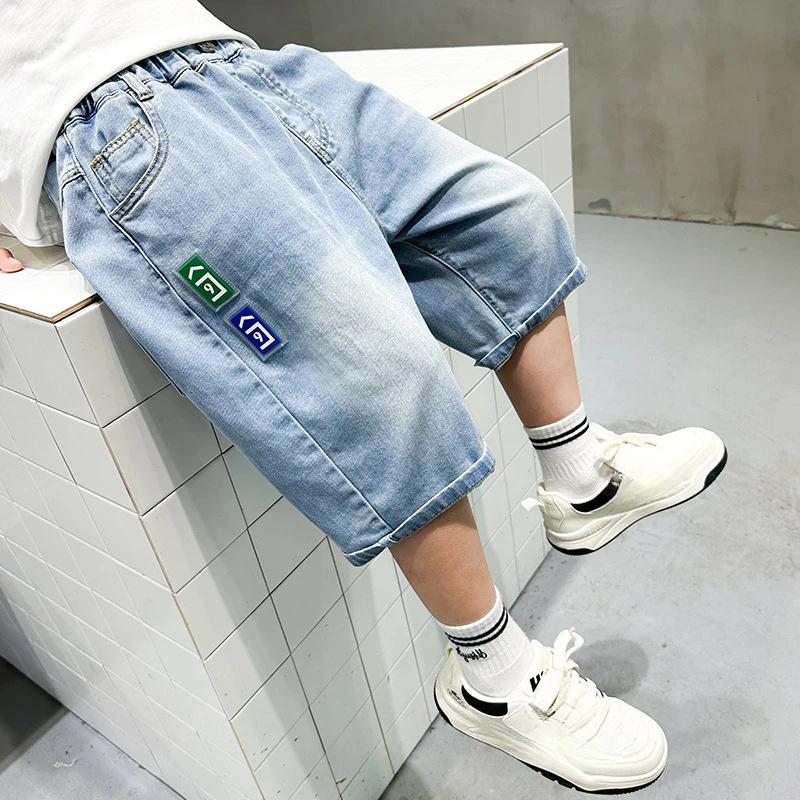 Chlapecké kalhoty a dětské džínové šortky Letní ležérní džínové volné sportovní šortky