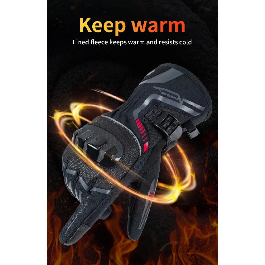 JCAA - Gants de Moto Durables pour Hommes Femmes, Imperméables, Écran Tactile, Antidérapants, Anti-Chute, Protecteurs, Vélo, Moto, Hiver Chaud
