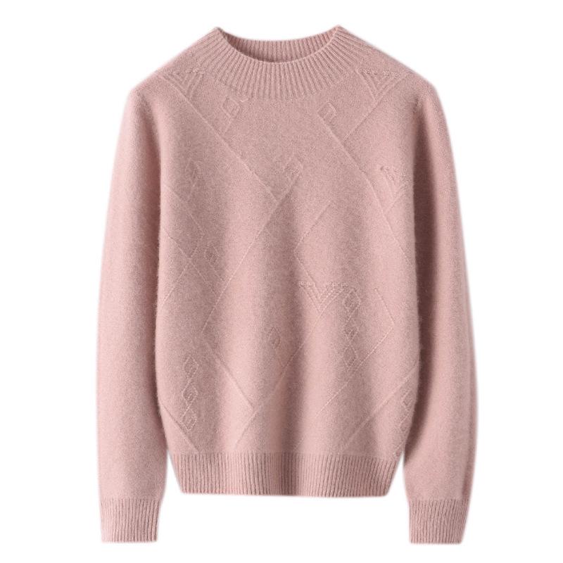 Diamond Cashmere Half-Zip Sweater - Autumn/Winter Collection, Multiple Colors, Women's Pure Knit Style