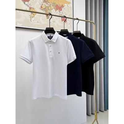 Camisa polo masculina de manga curta, lapelas de verão, nova camiseta masculina de algodão de alta qualidade, meia manga