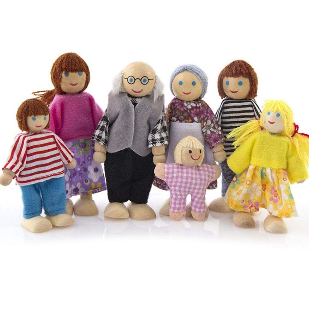 Wooden Happy Family Doll Kids  Puppet Joints Toy Birthday Gift